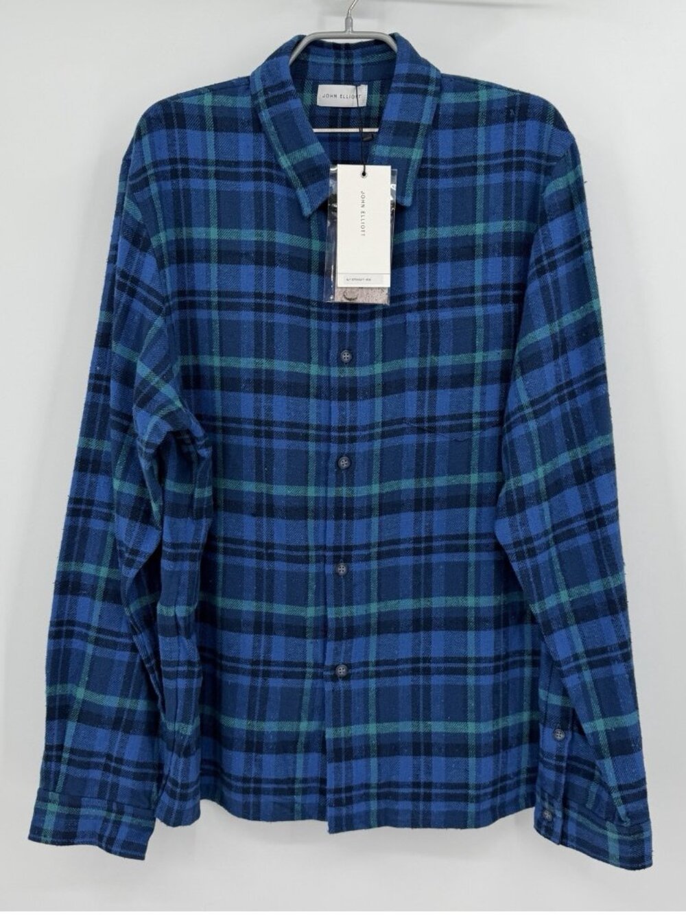 John Elliott Sly Straight Hem Long Sleeve Button Down Coronado Check size 4 XL